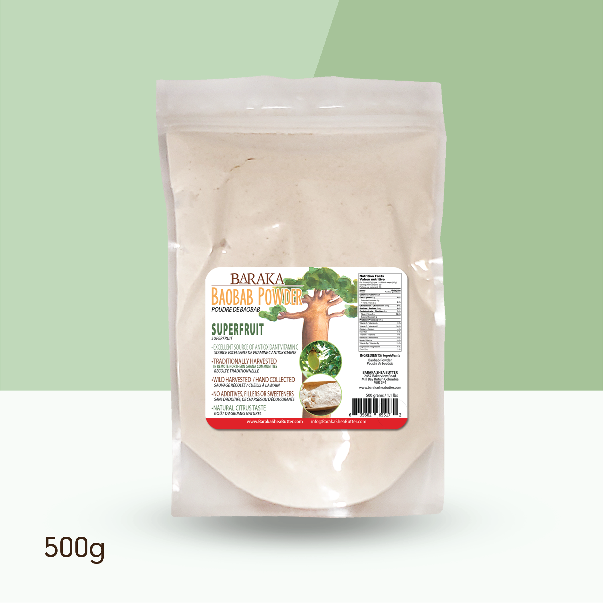 Baraka Baobab Powder 1 lb 454 g