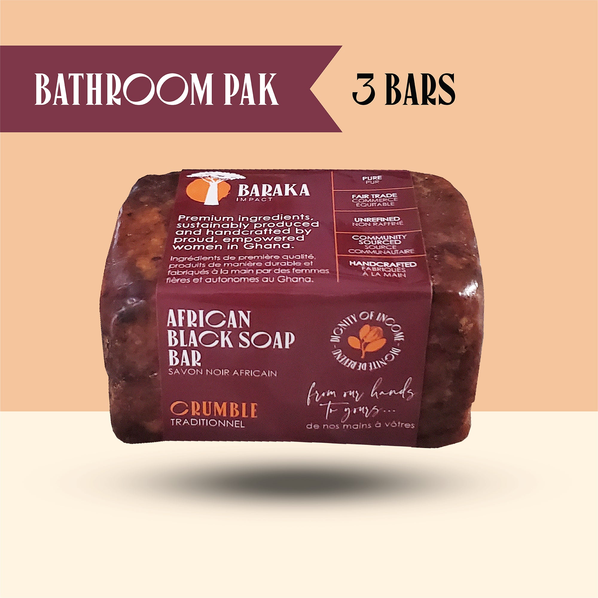 Baraka Original Crumble Bar Bathroom Pak --- [3 bars]