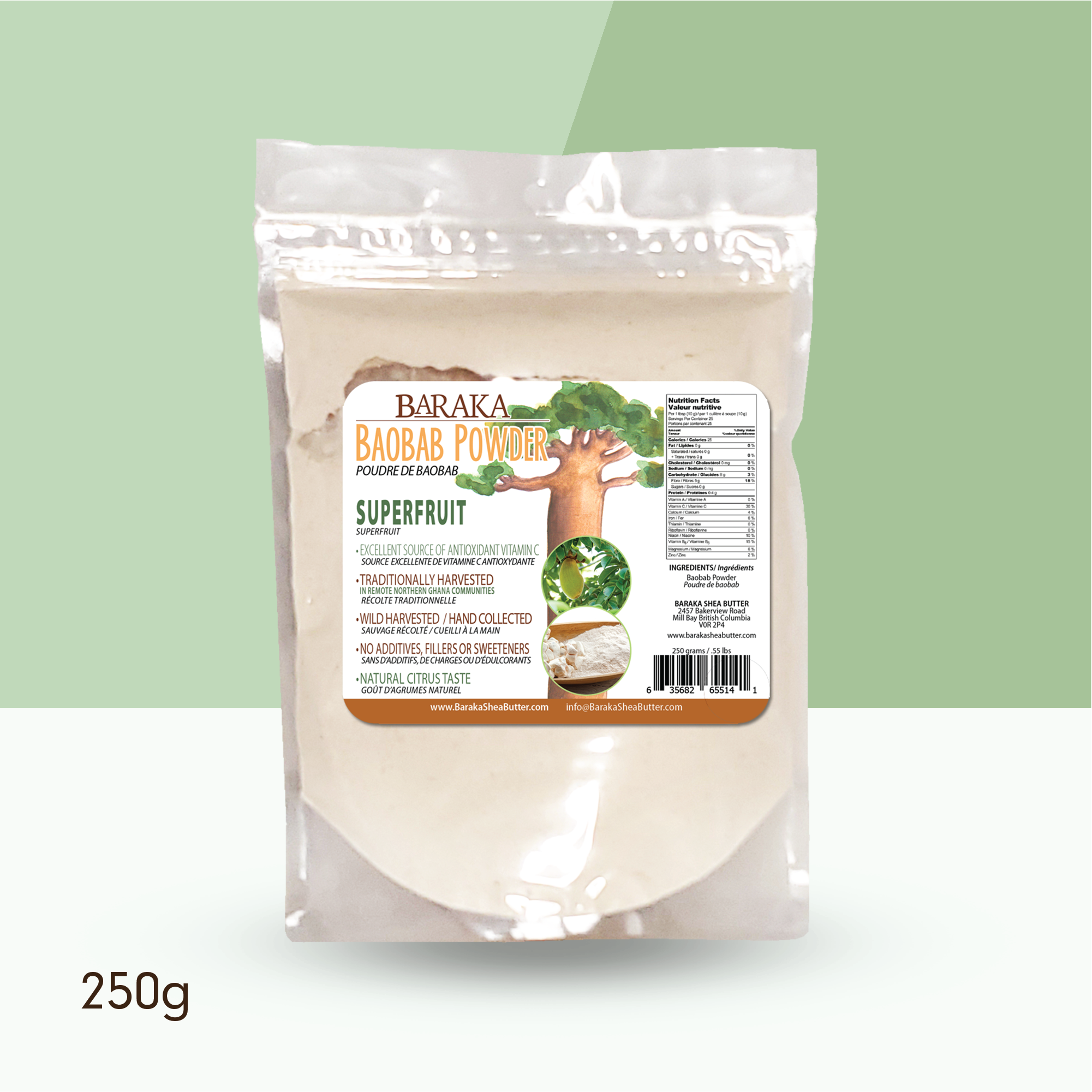 Baraka Baobab Powder 0.55 lb / 250 g